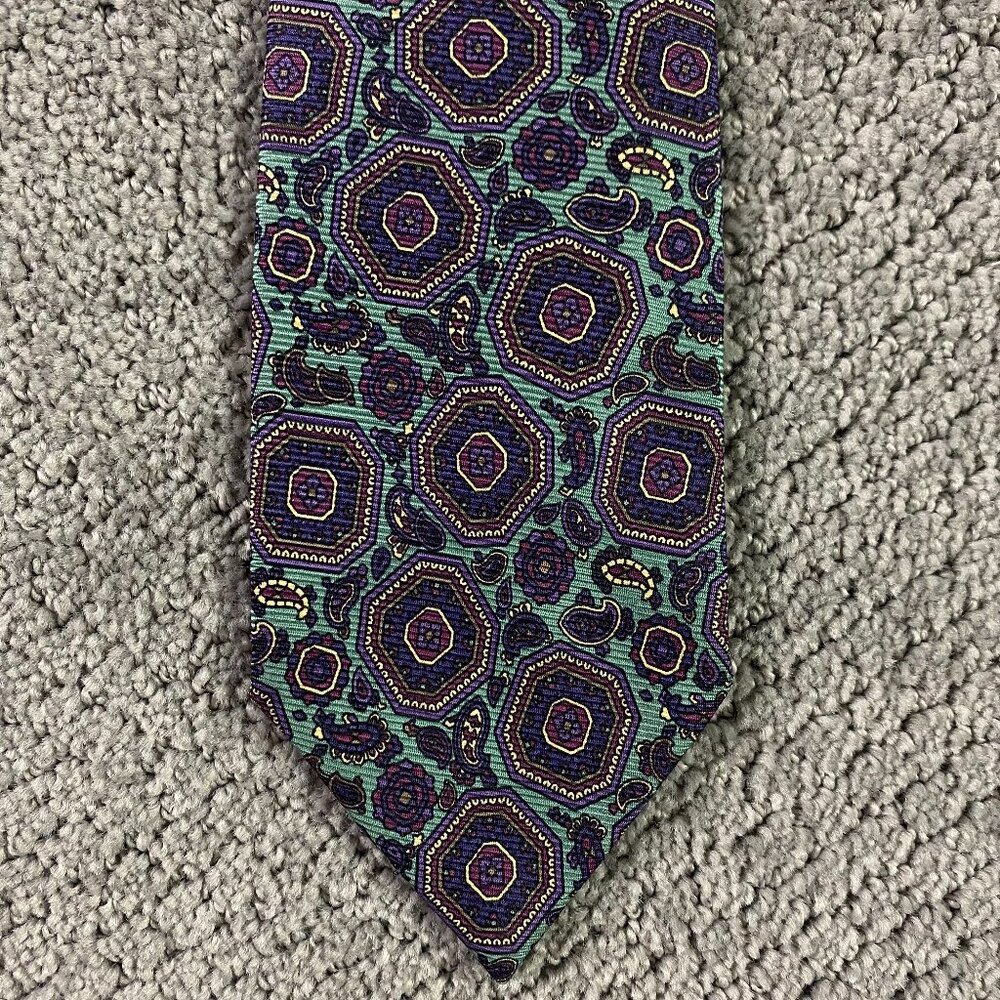 Vintage Polo Ralph Lauren Tie Necktie Silk Paisley Abstract Short Made the USA